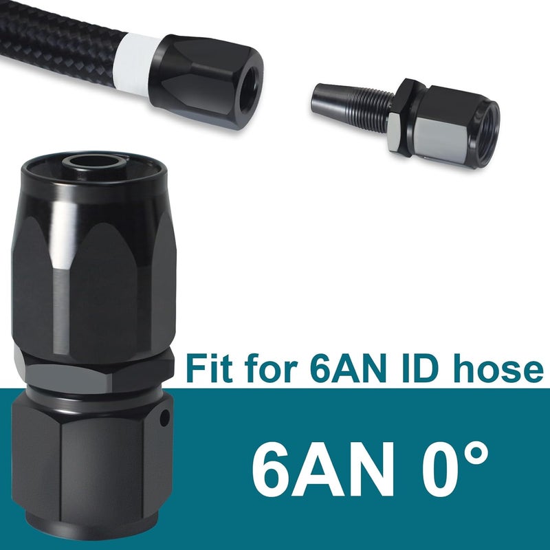 SDZONGES 6AN Fitting, 2PCS 6AN Hose End Fittings, 6 AN Straight Fittings for CPE Braided Hose(Black). - Image 2